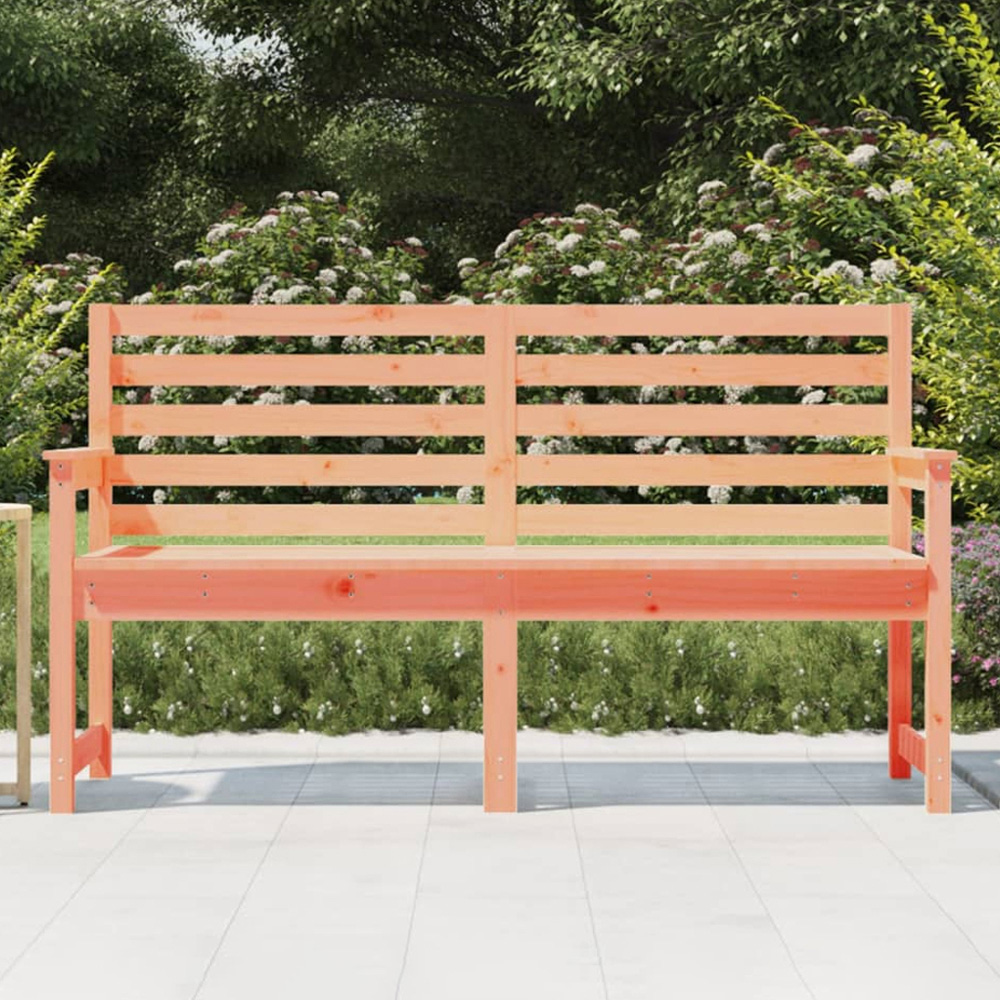 vidaXL Natural Solid Douglas Wood Slatted Garden Bench 159.5 x 48 x 91.5cm Image 1