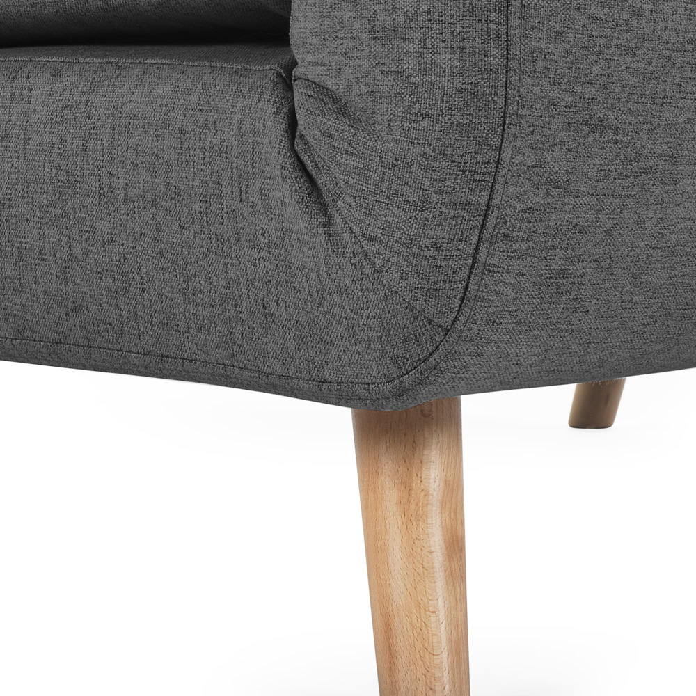 Julian Bowen Rowan Single Seater Mid Grey Button-Tufted Sofa Bed Image 6
