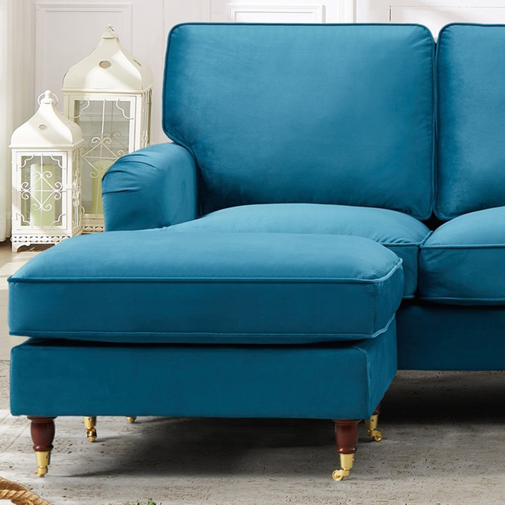 Woodbury 3 Seater Teal Velvet U Shape Corner Sofa Image 2