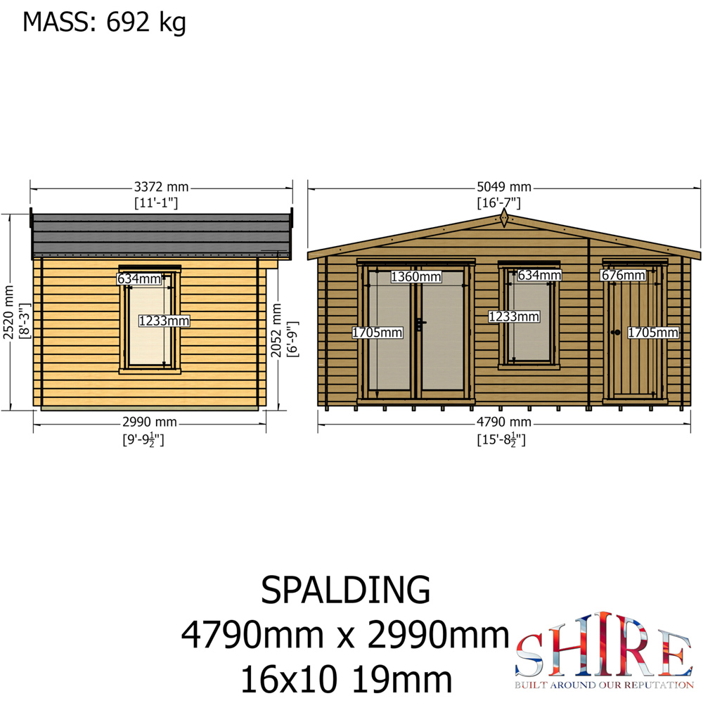 Shire Bourne 16 x 10ft Apex Garden Log Cabin Image 7
