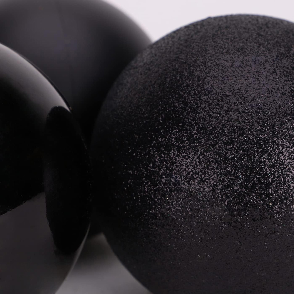 Shatchi 10cm Black Shatterproof Christmas Baubles 3 Pack Image 2