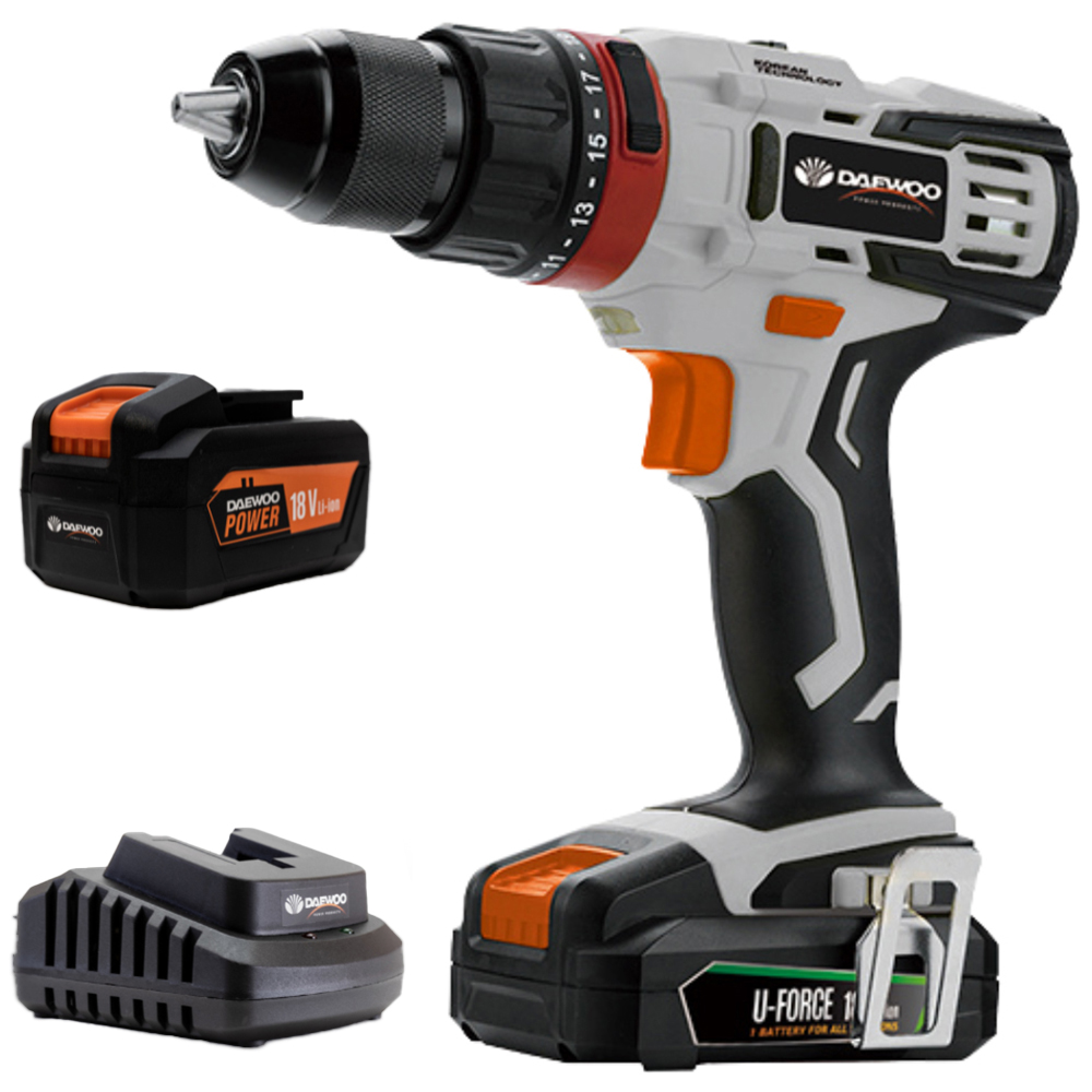 Daewoo U-Force 18V 4Ah Lithium-Ion Impact Drill with Battery Charger Image 1
