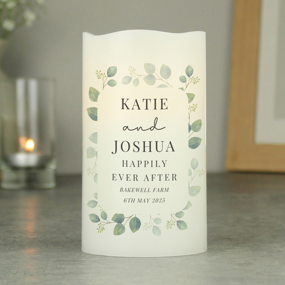 Personalised Memento Personalised Botanical Free Text LED Candle Image 2