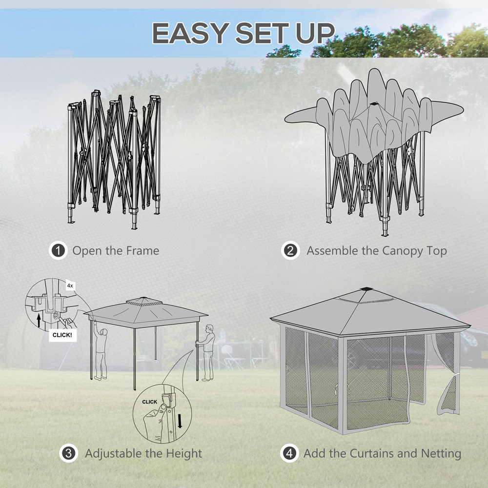 Outsunny 3 x 3m Grey Solar LED Pop Up Gazebo Image 7