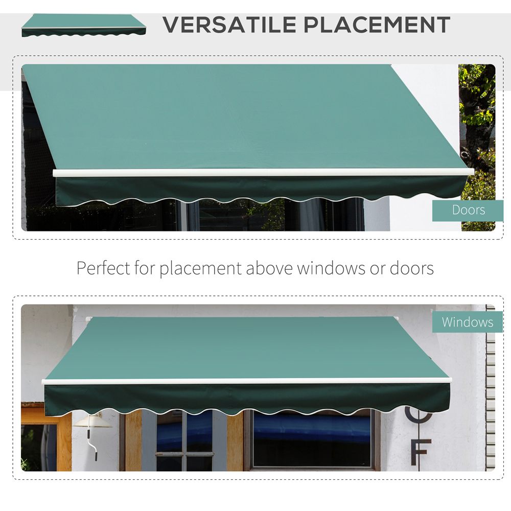 Outsunny Dark Green Manual Retractable Awning 3 x 2.5m Image 5
