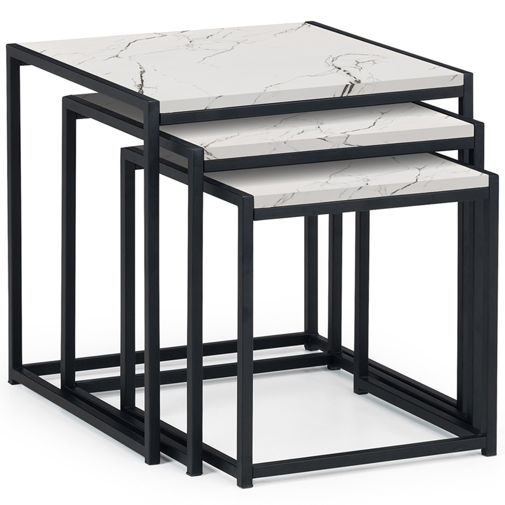 Julian Bowen Tribeca White Marble Nesting Tables Set of 3 Image 2