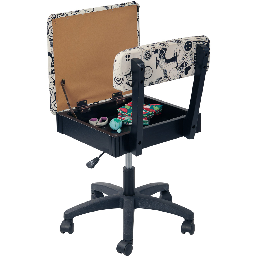 Sewing Online HT2016 Black White Notions Design Hydraulic Sewing Chair with Underseat Storage Image 2