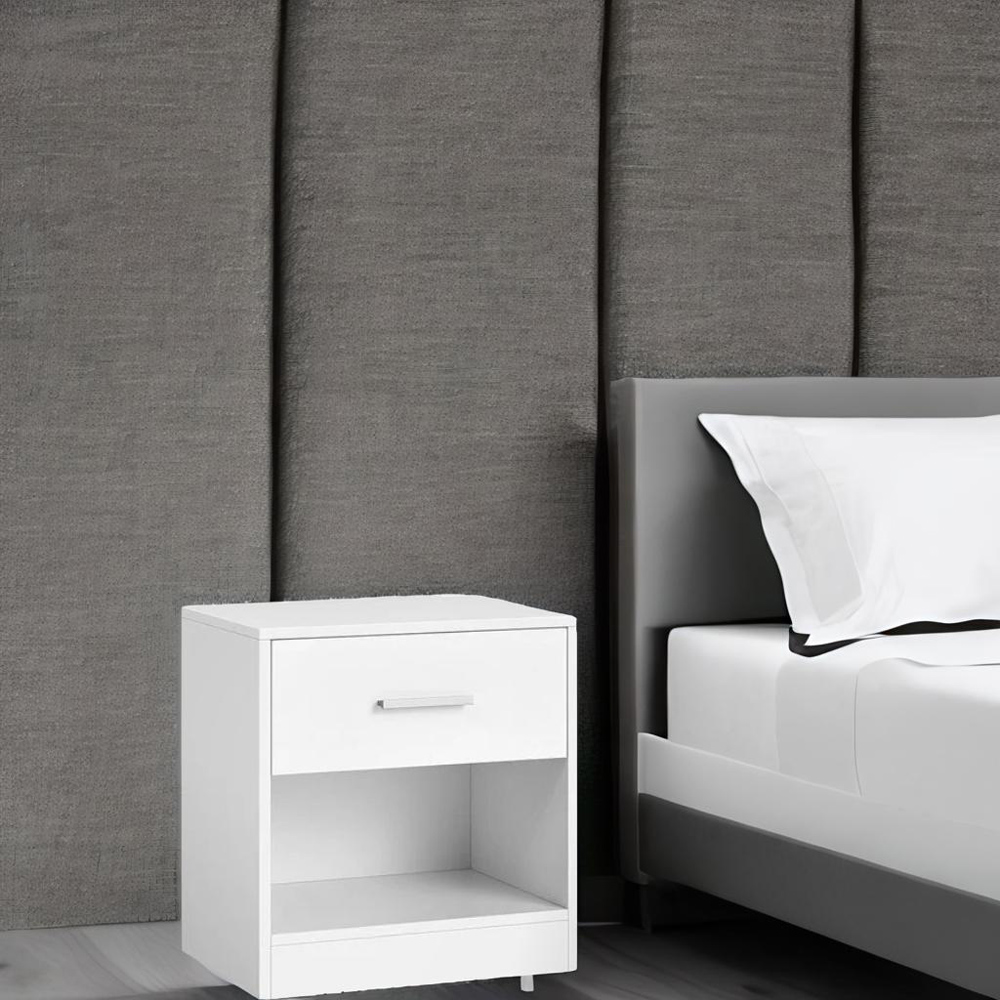 Modcraft Single Shelf Single Drawer White Bedside Table Set of 2 Image 5