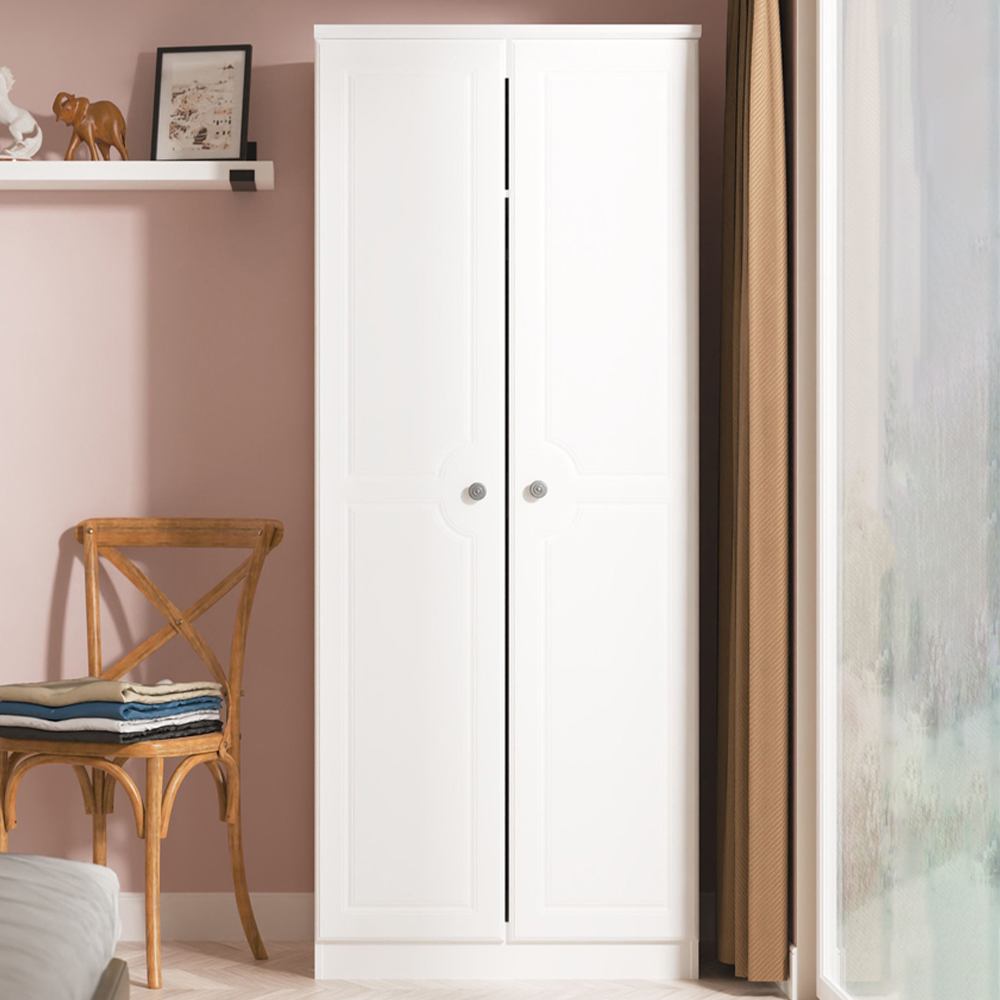 Crowndale Pembroke 2 Door Matt White Wardrobe Ready Assembled Image 1