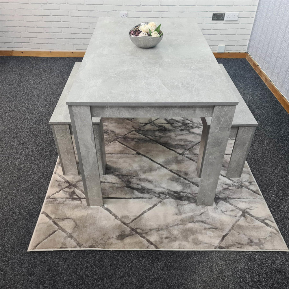 Portland 4 Seater Bench Dining Set Stone Grey Image 5