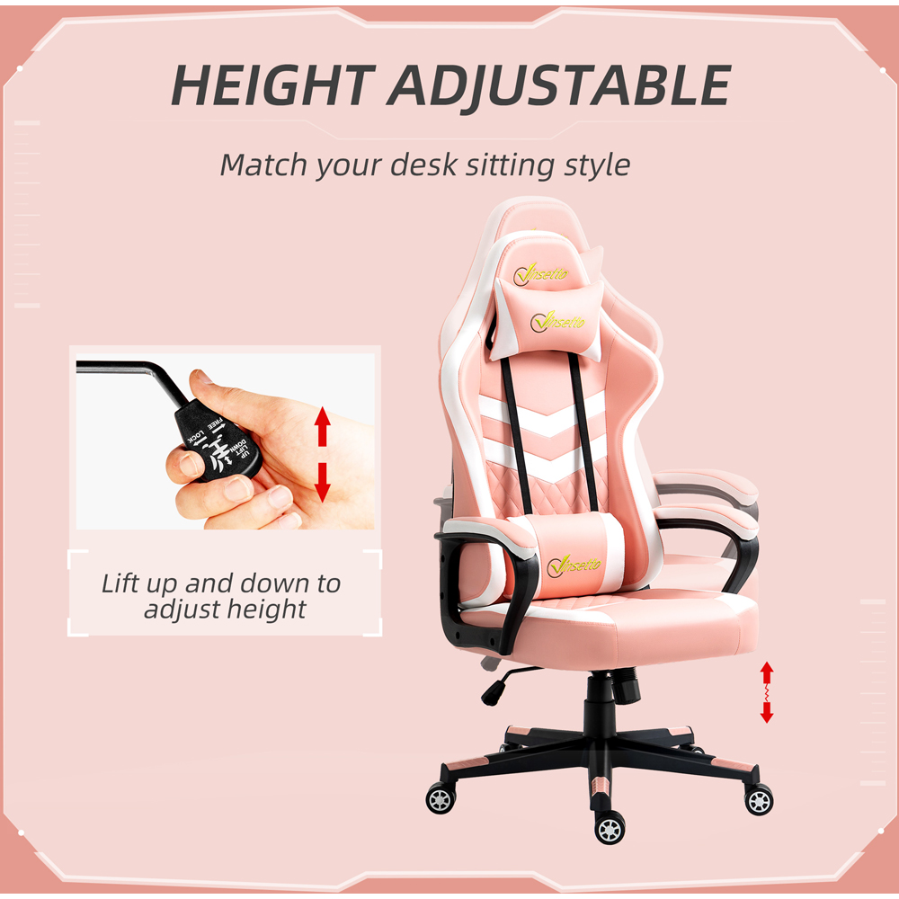 Portland Pink PVC Leather Swivel Gaming Chair Image 4