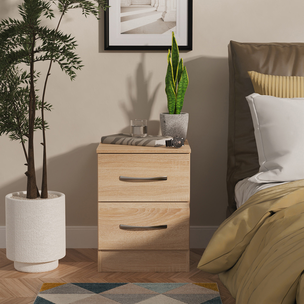 Crowndale Avin 2 Drawer Bardolino Oak Bedside Cabinet Image 7