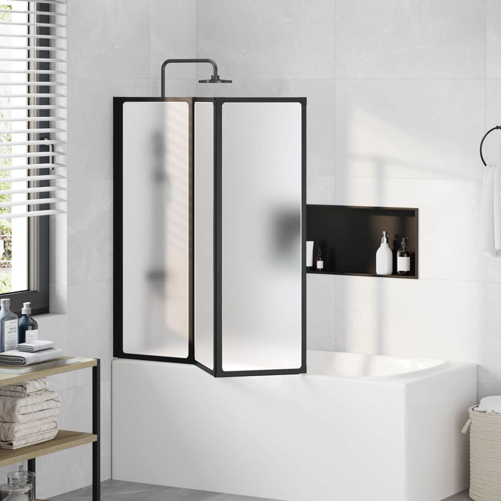 vidaXL Black Bathroom Screen 117 x 2 x 120cm Image 2