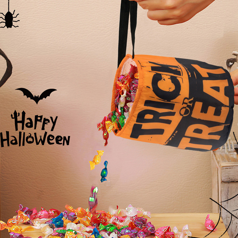 Living and Home Halloween Orange Trick or Treat Candy Bag Image 3