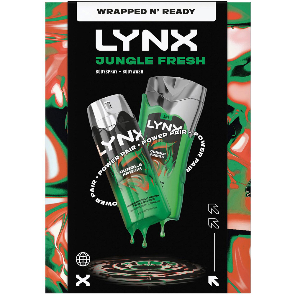 Lynx Jungle Fresh Energising and Grooming Bodywash and Spray Duo Gift Set 3 Pack Image 3