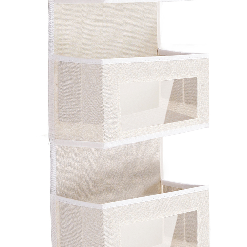 Living and Home 5 Pocket Beige Fabric Over The Door Storage Organiser Image 6