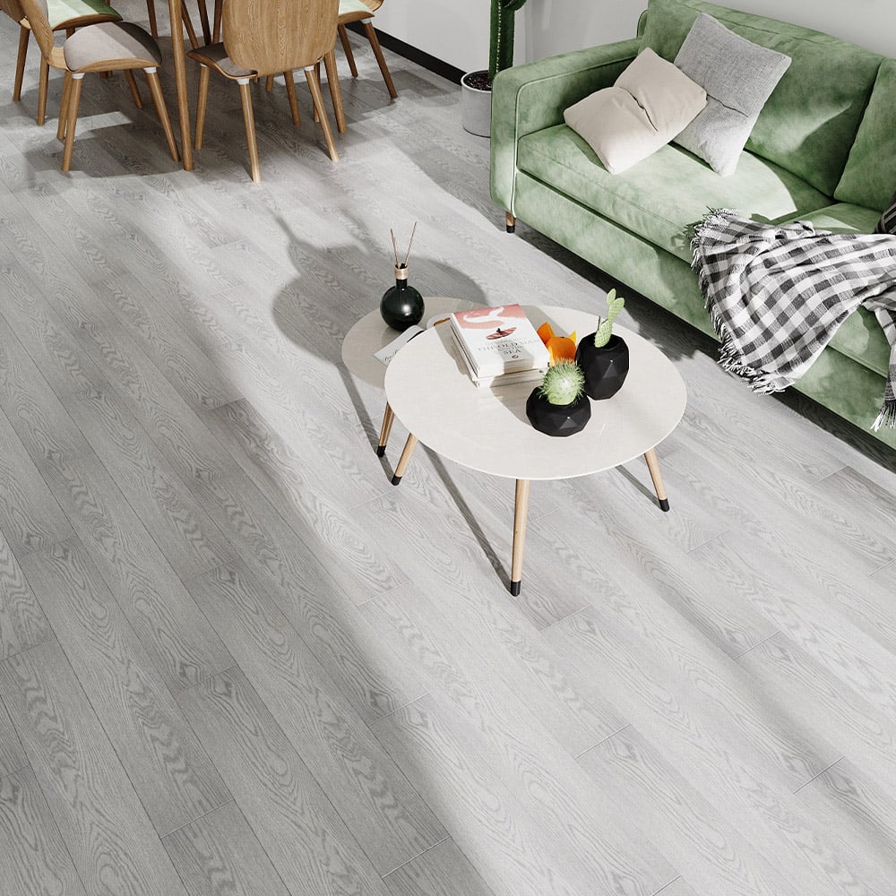Living and Home Light Grey Wood Grain Rectangle PVC Flooring 20 Pack Image 1