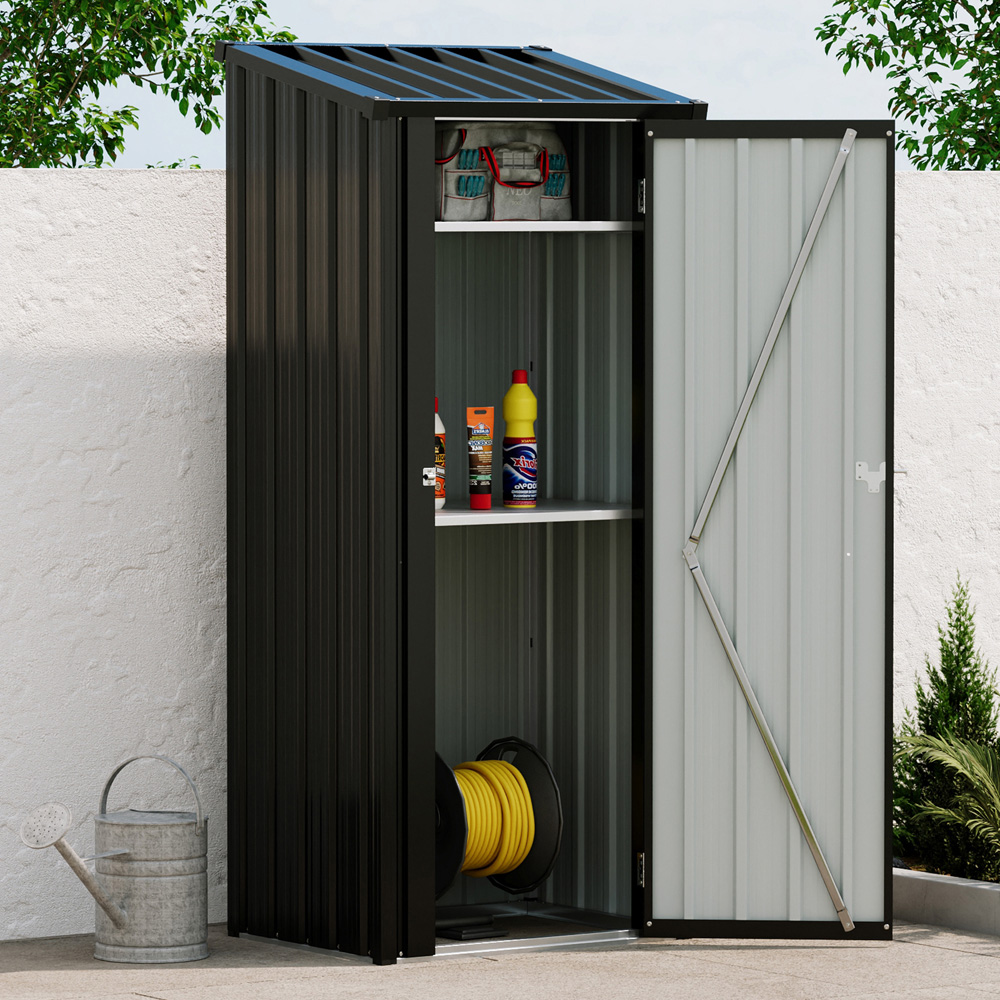 Living and Home 2.6 x 1.8ft Metal Pent Garden Tool Storage Shed Image 7