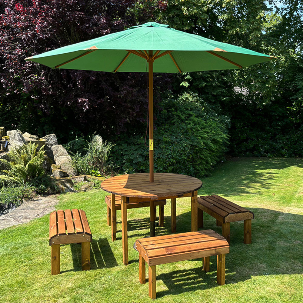 Charles Taylor Knights 4 Seater Round Garden Dining Bench Set Image 8