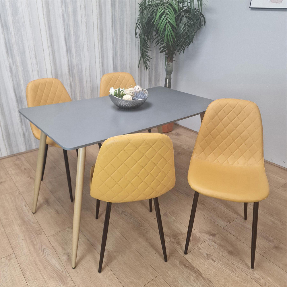 Portland 4 Seater Faux leather Dining Set Grey and Mustard Image 3