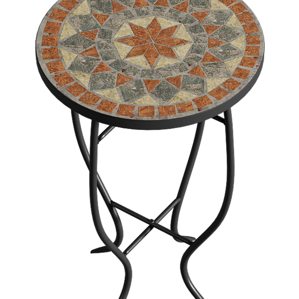Living and Home Orange Mosaic Round Garden Accent Side Table Image 4