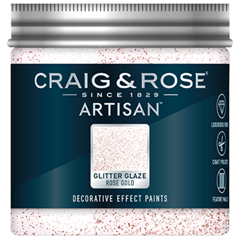 Craig & Rose Artisan Walls & Ceilings Glitter Glaze Rose Gold Paint 300ml Image 2