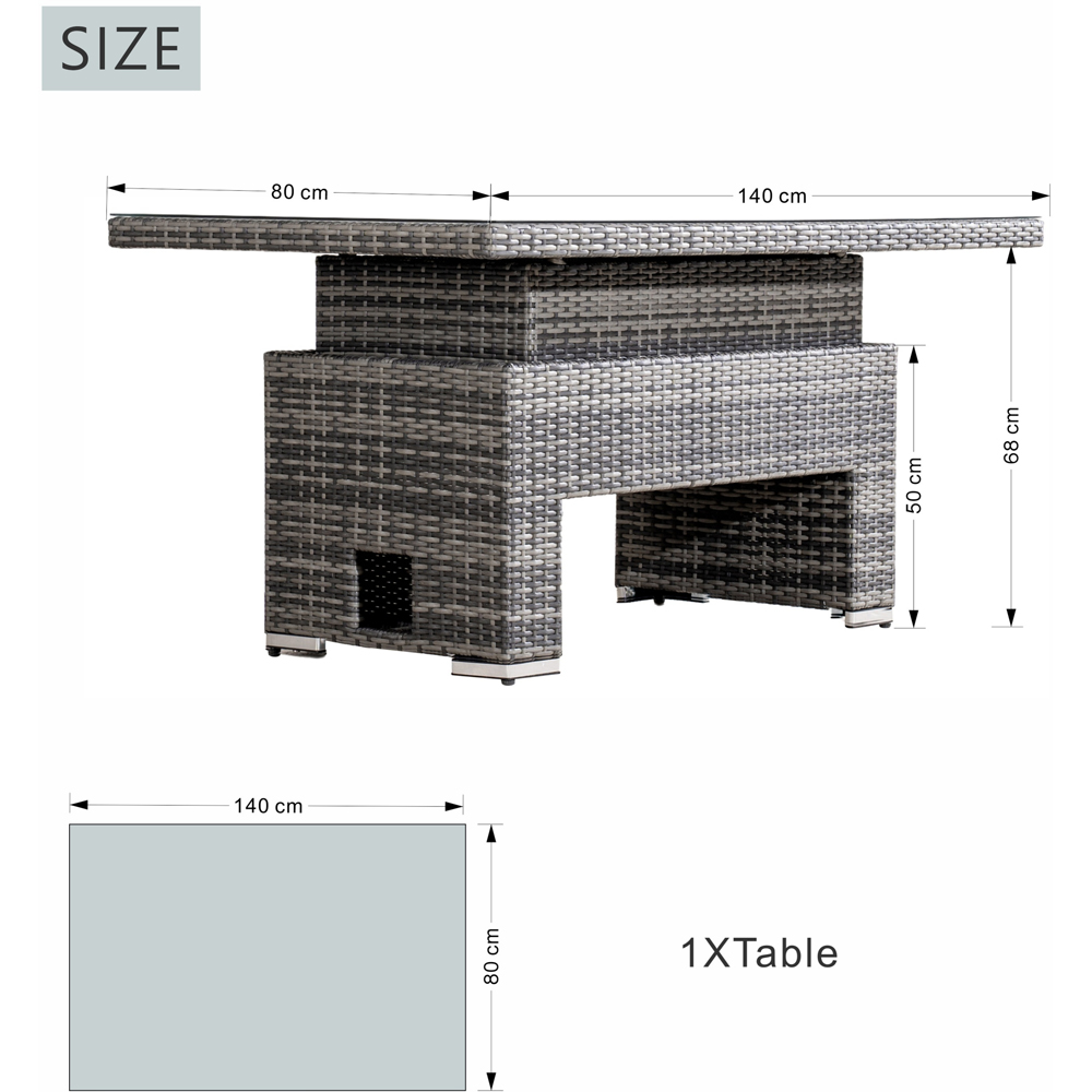 Direct Wicker Grey Rattan Tempered Glass Top Rising Garden Table Image 7