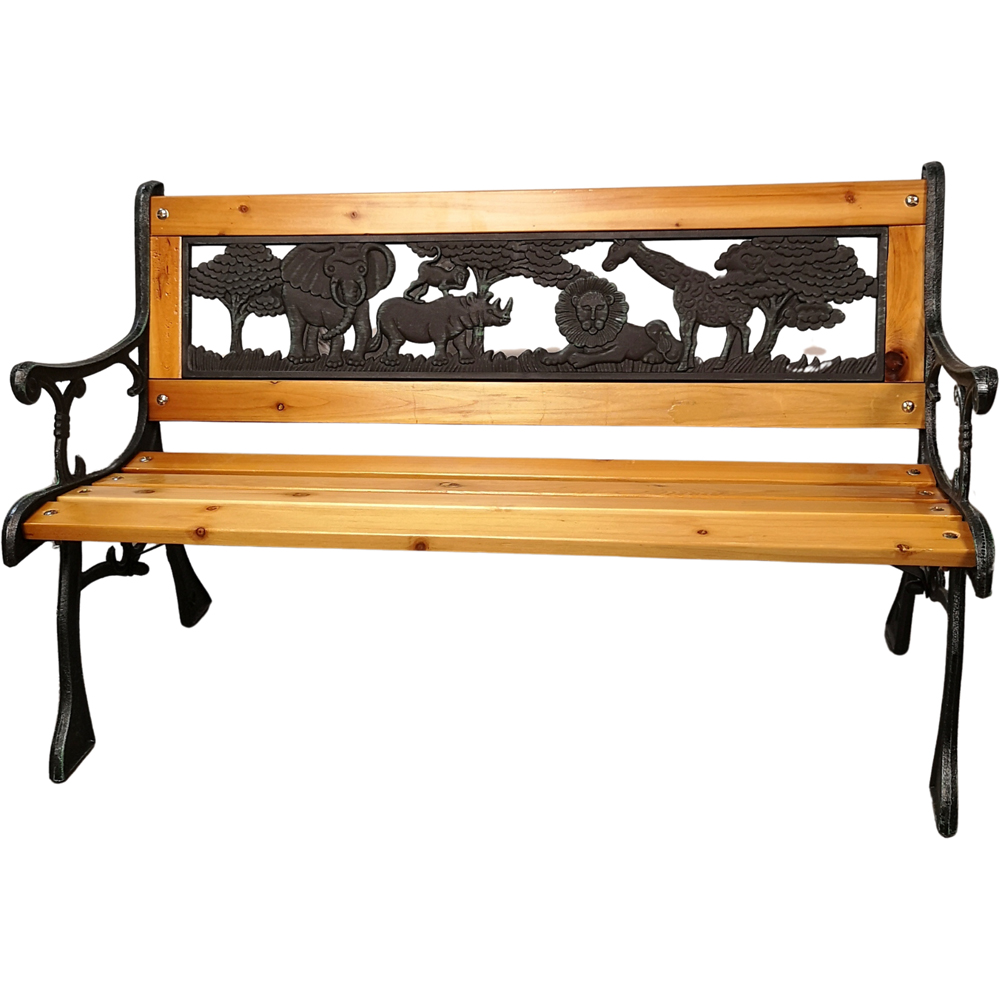 Samuel Alexander Kids 2 Seater Wooden and Cast Iron Garden Bench Image 2