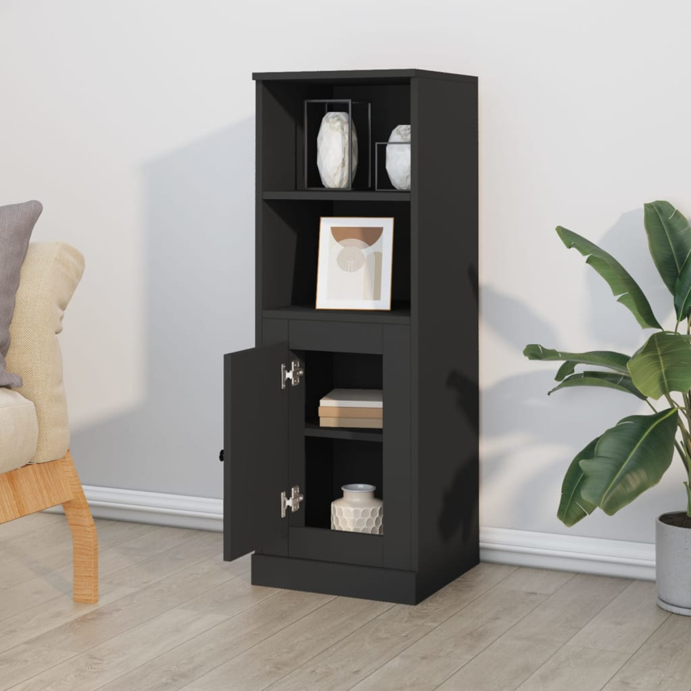vidaXL 2 Door 2 Open Shelf Black Highboard Image 3