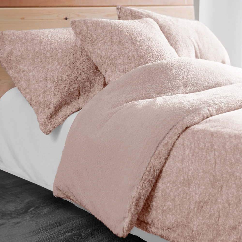 Velosso Double Blush Marl-Effect Teddy Fleece Duvet Cover Set Image 4