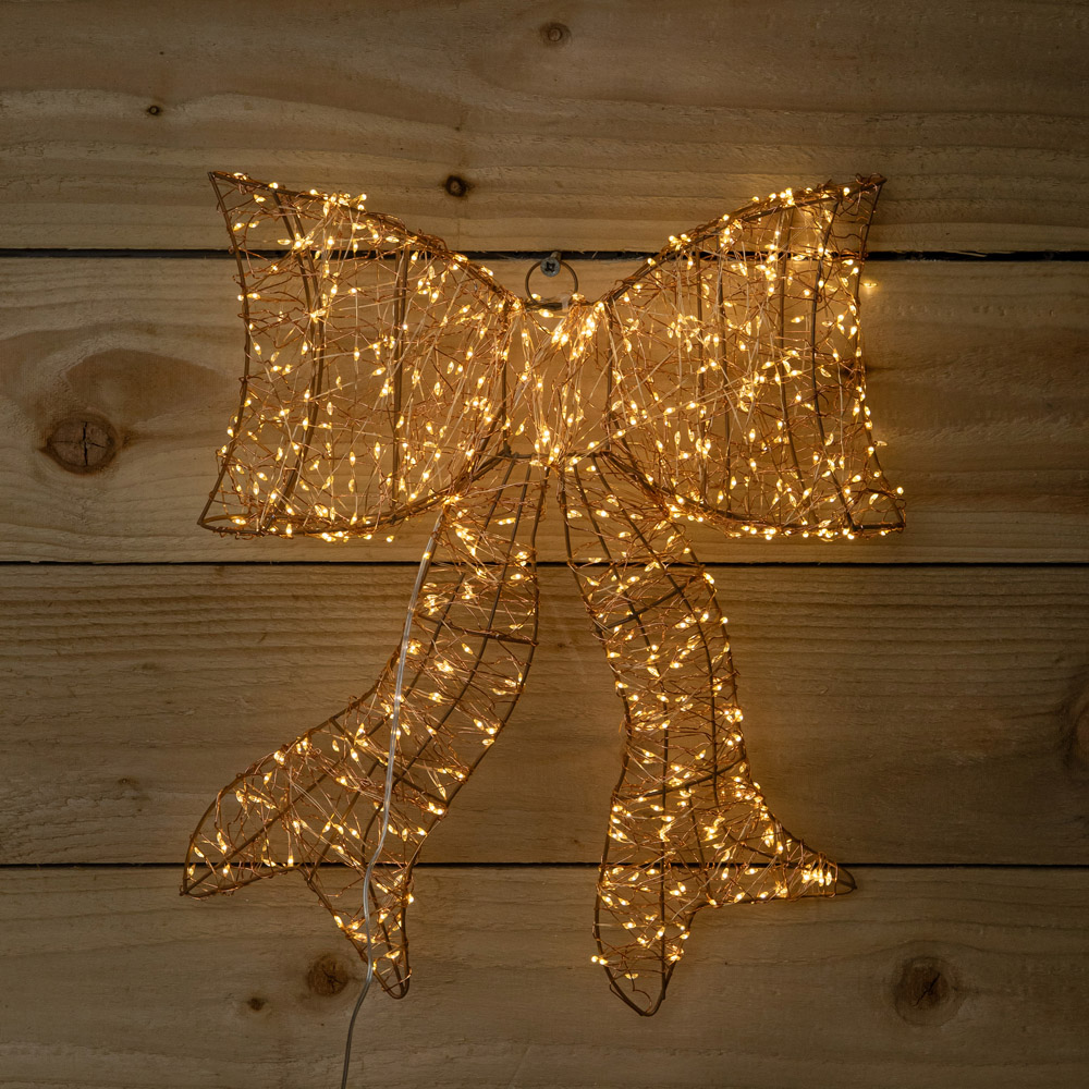 Samuel Alexander 650 Warm White LED Light-Up Gold Christmas Bow 43cm Image 4