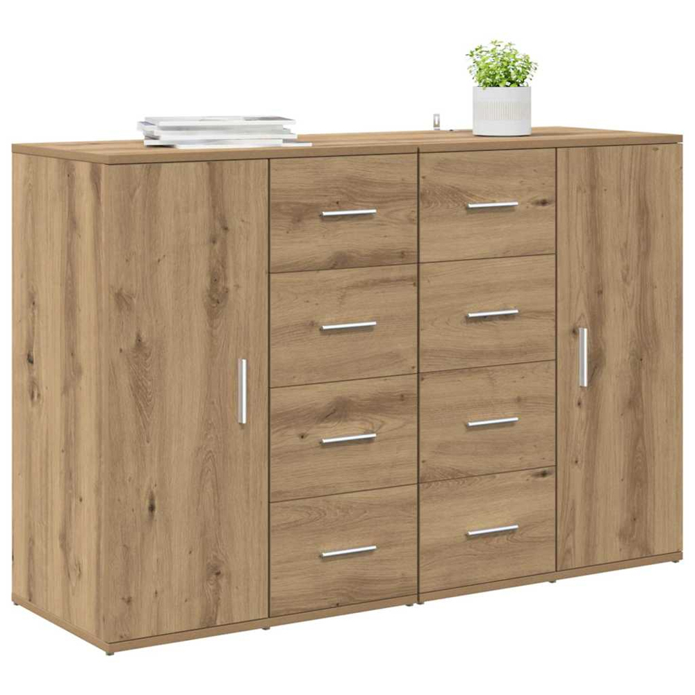 vidaXL Single Door 4 Drawer Artisan Oak Sideboard Set of 2 Image 3