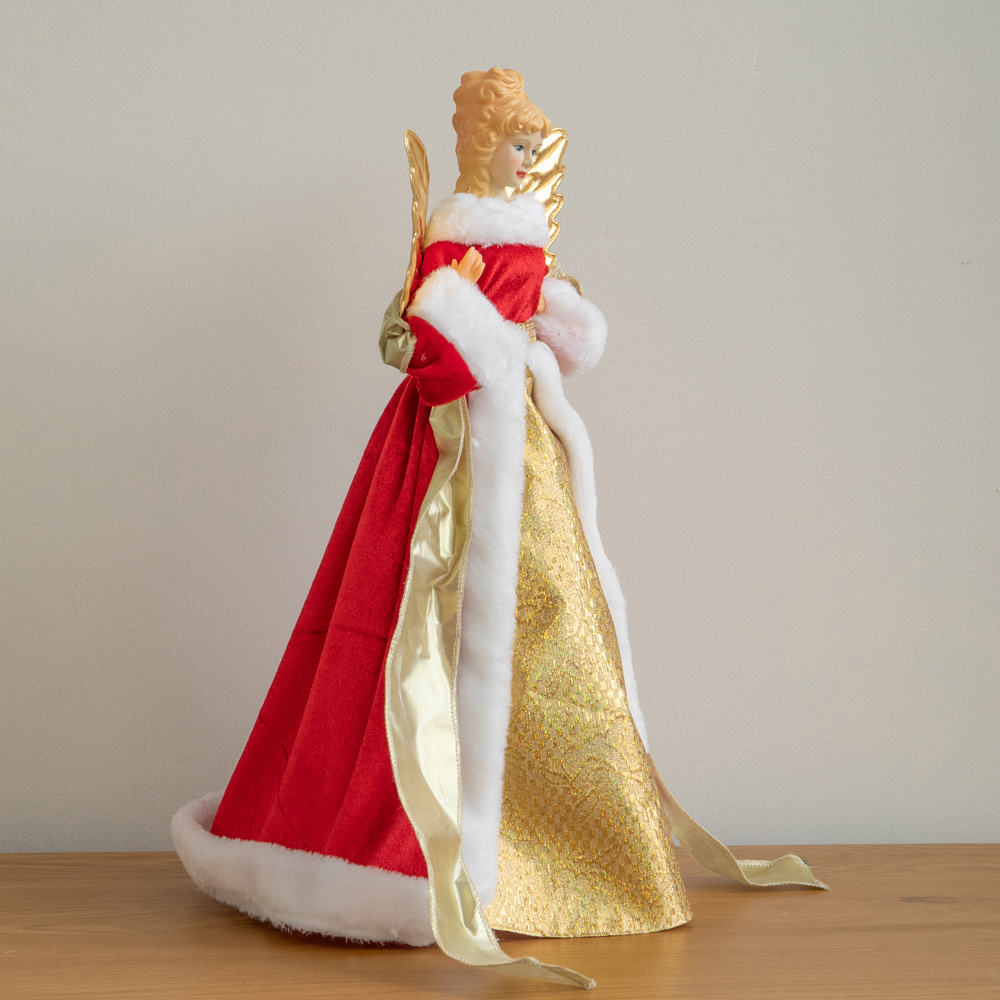 Samuel Alexander Traditional Gold and Red Angel Christmas Tree Topper 45cm Image 7