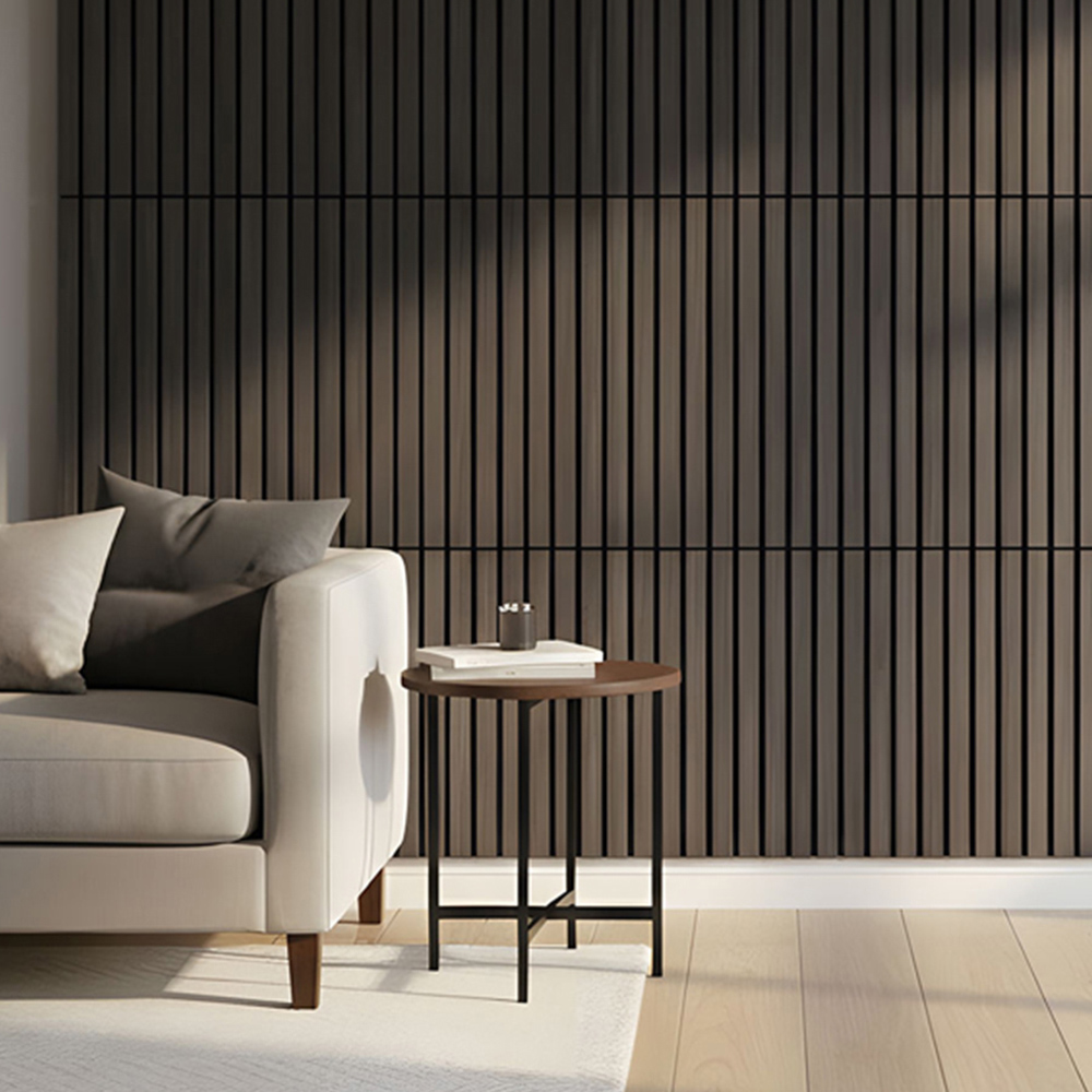 Living and Home Black Acoustic Wood Slat Wall Panel 60 x 30cm 8 Pack Image 1