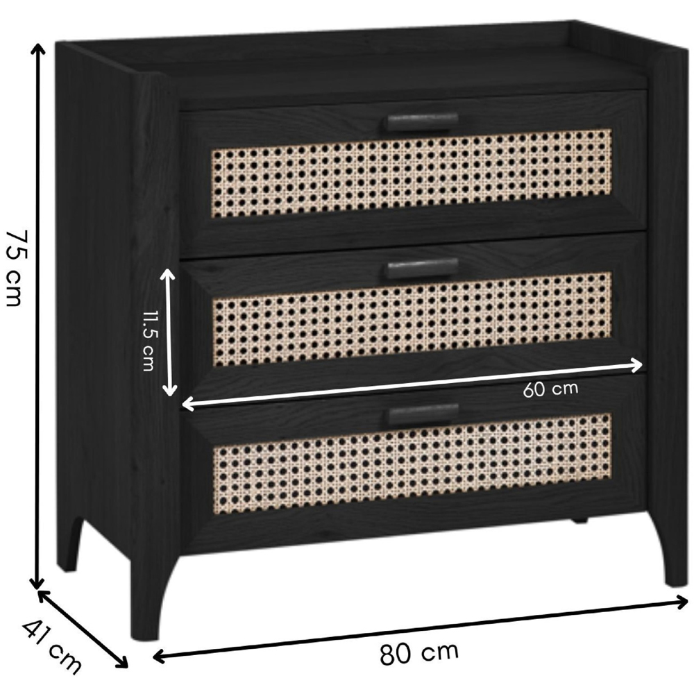 Julian Bowen Sydney 3 Drawer Black Ash Chest of Drawers Image 9