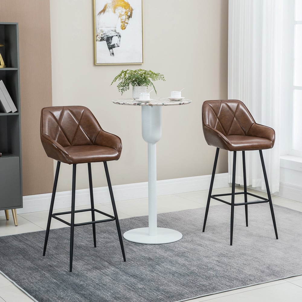 Portland Set of 2 Brown Retro Bar Stool Image 4