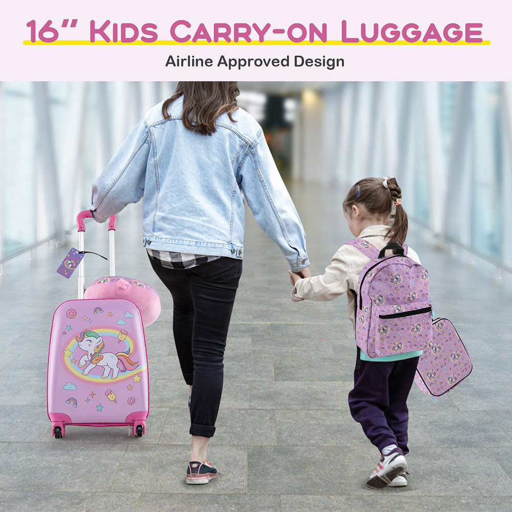 Costway Set of 5 Kids Purple Luggage Set Image 4