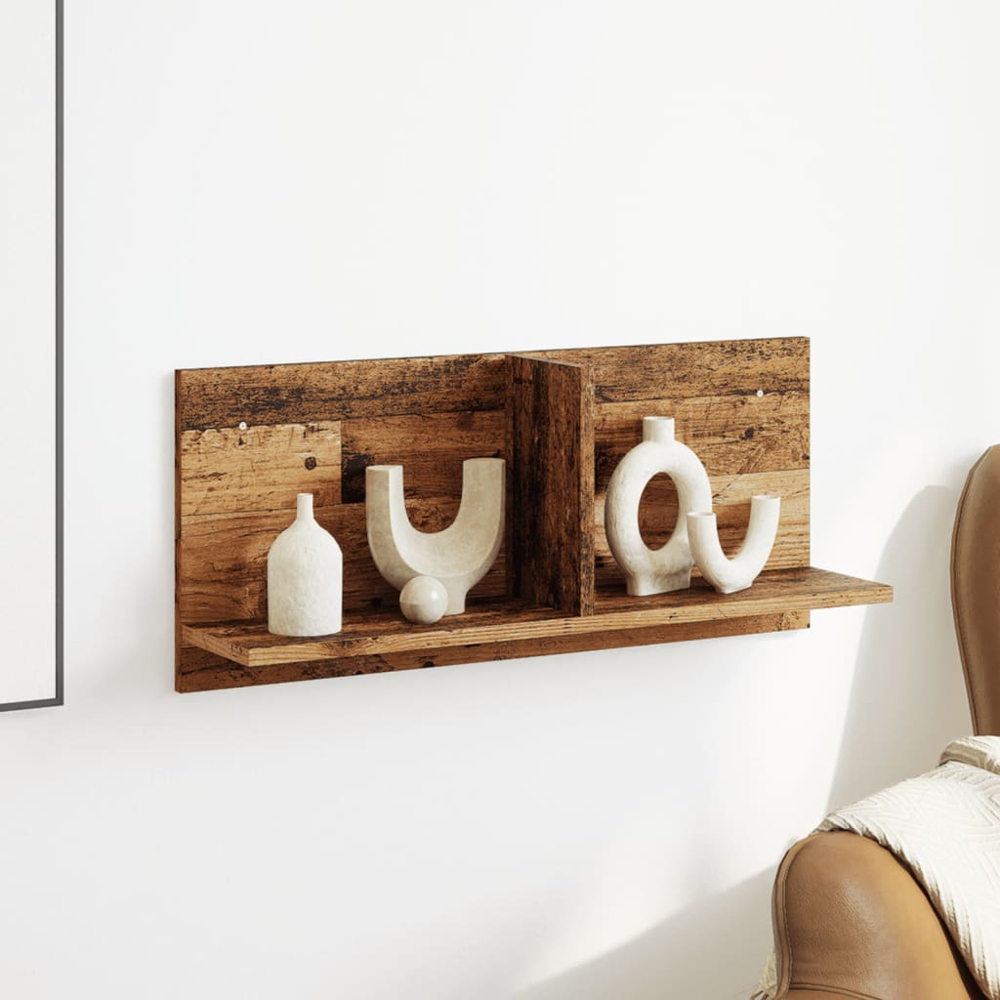vidaXL 2 Shelf Old Wood Wall Cabinet Image 2