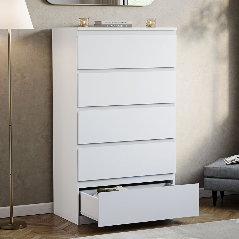 VIDA DESIGNS Denver 5 Drawer White Chest of Drawers Image 5