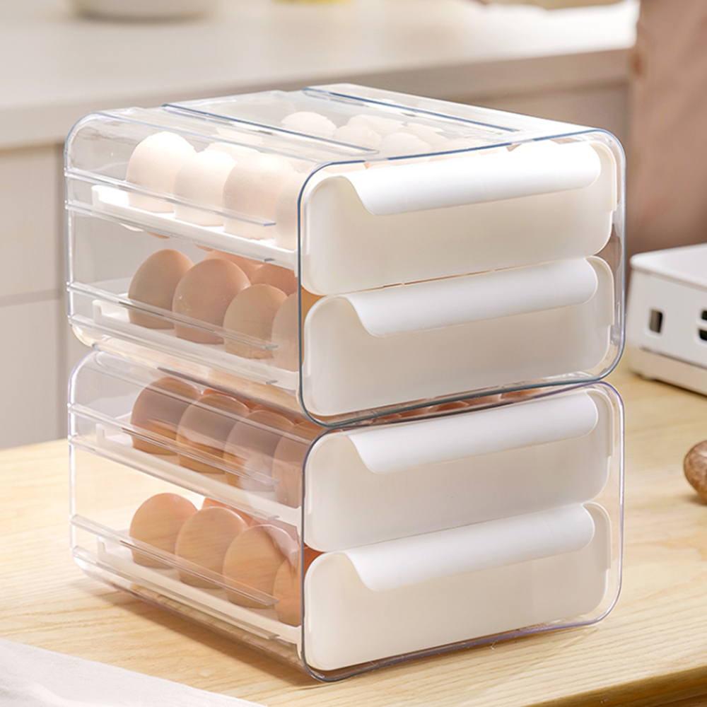 Living and Home 2 Tier White Transparent Egg Storage Box Image 2