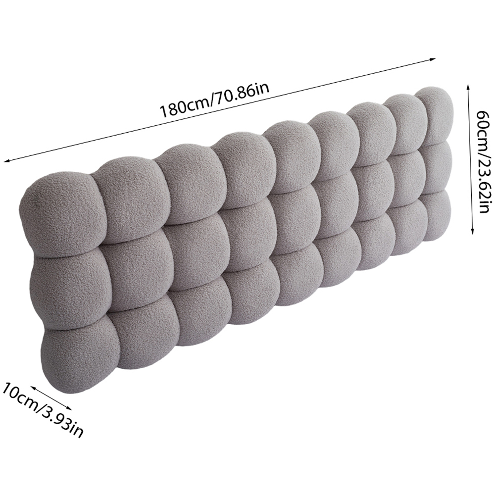 Living and Home Light Grey Sherpa Snowball Upholstered Soft Headboard Pillow 60 x 180cm Image 8