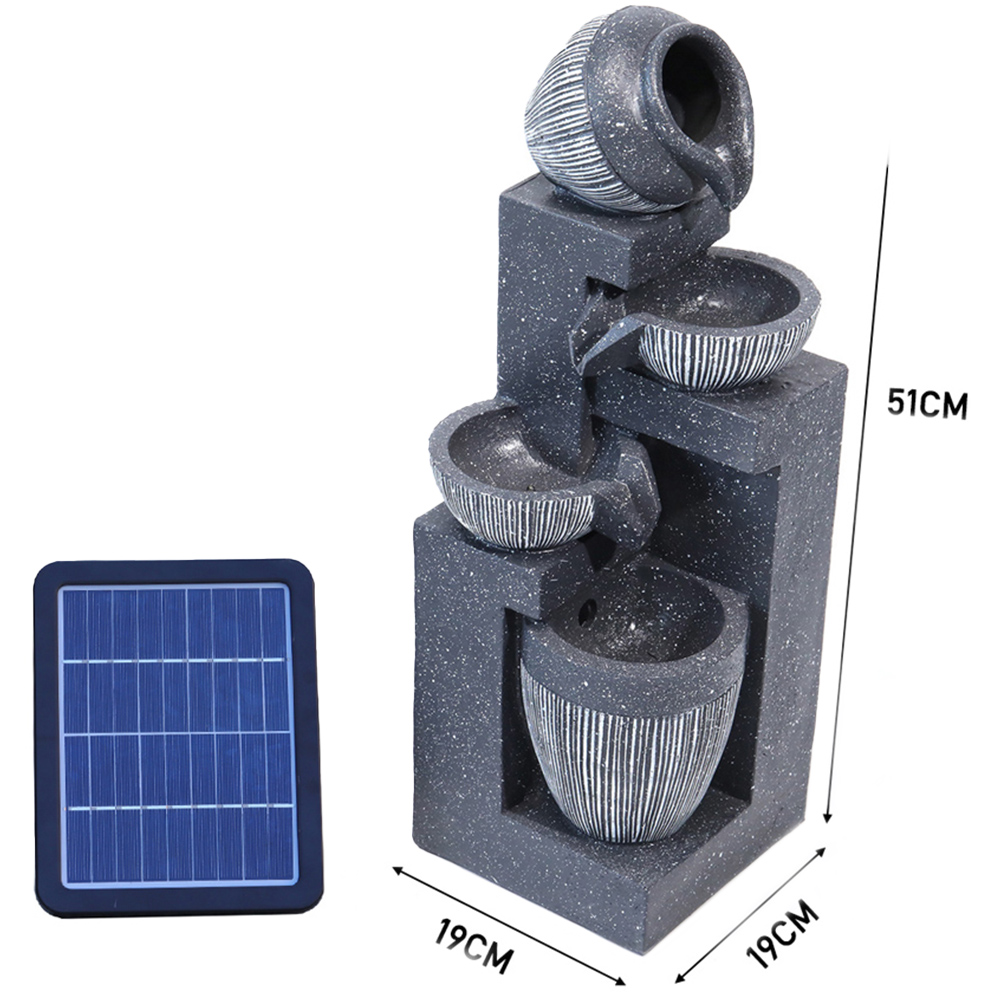 Living and Home Multi Tier Grey Rockery Fountain with LED Light Image 9