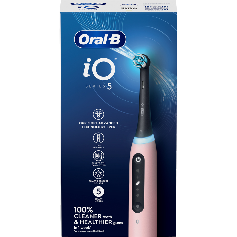 Oral-B iO5 Series Blush Pink Smart Pressure Sensor Rechargeable Electric Toothbrush Image 4