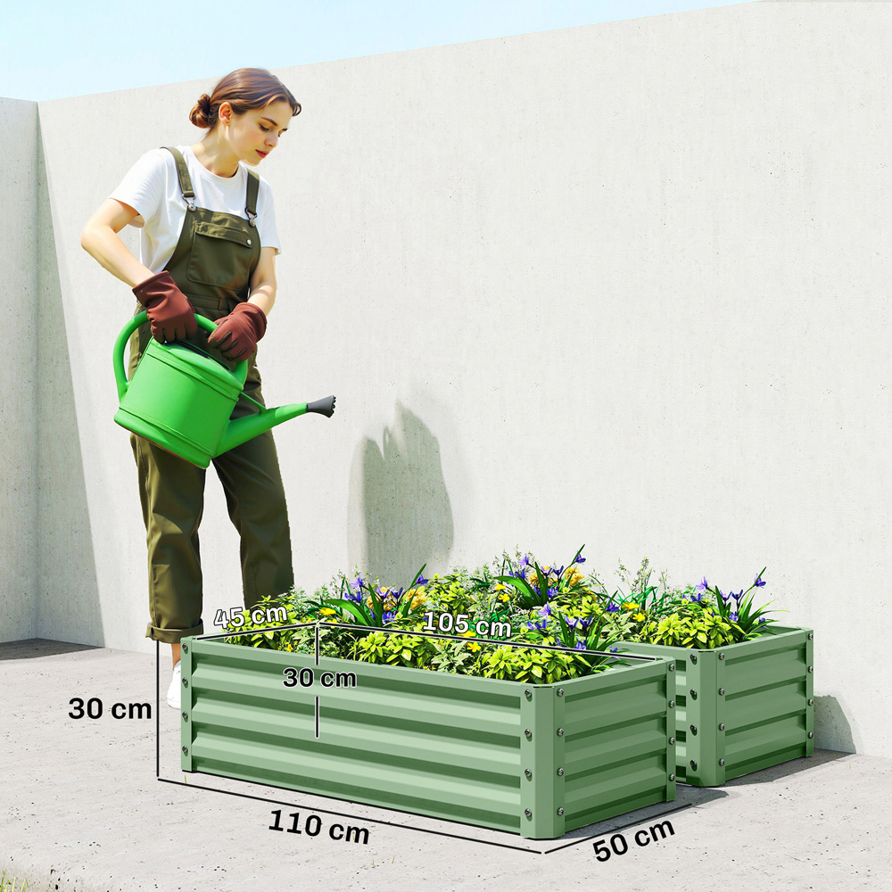 Outsunny Set of 2 Light Green Raised Garden Bed 30 x 60 x 110cm Image 9