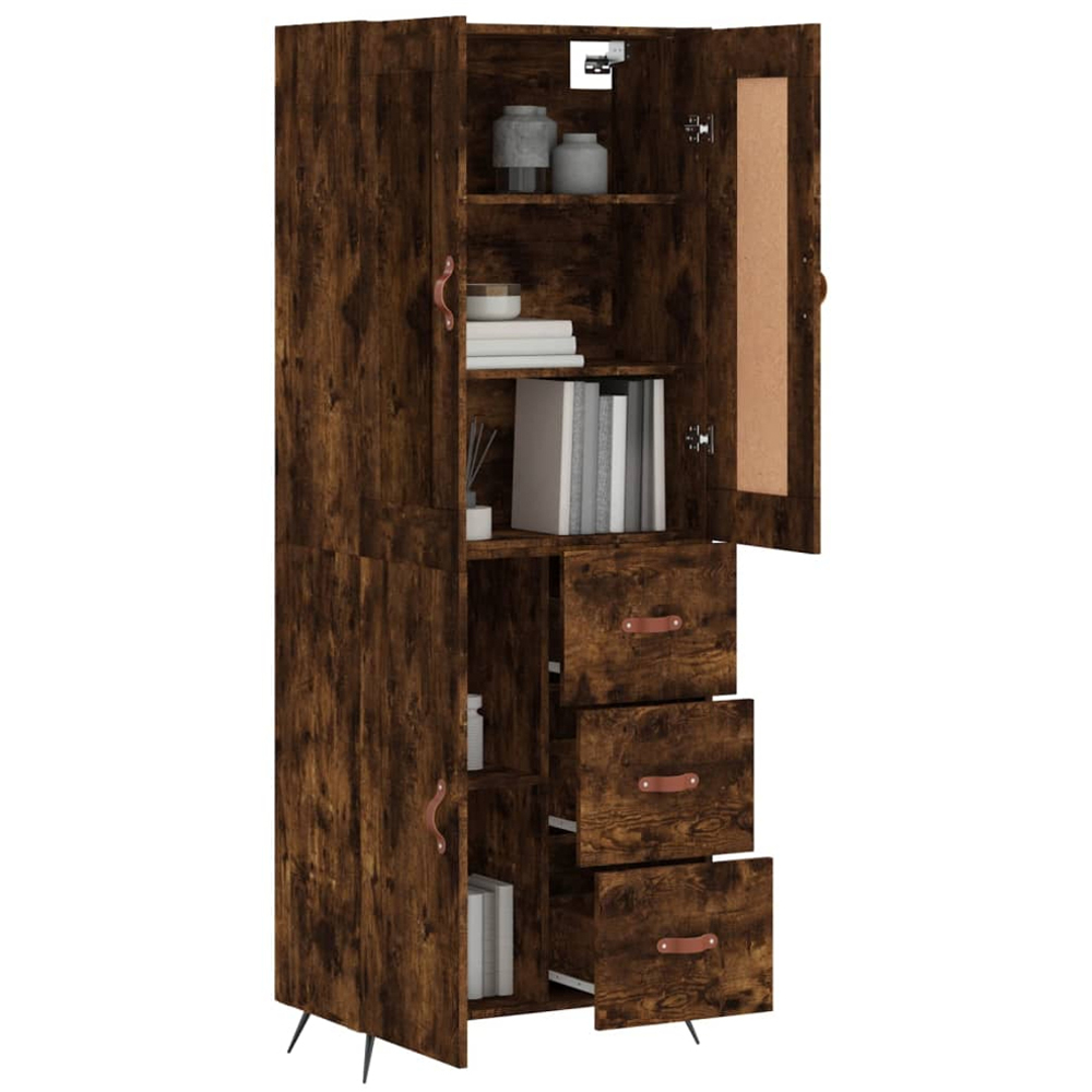 vidaXL 3 Door 3 Drawer Smoked Oak Highboard Image 3