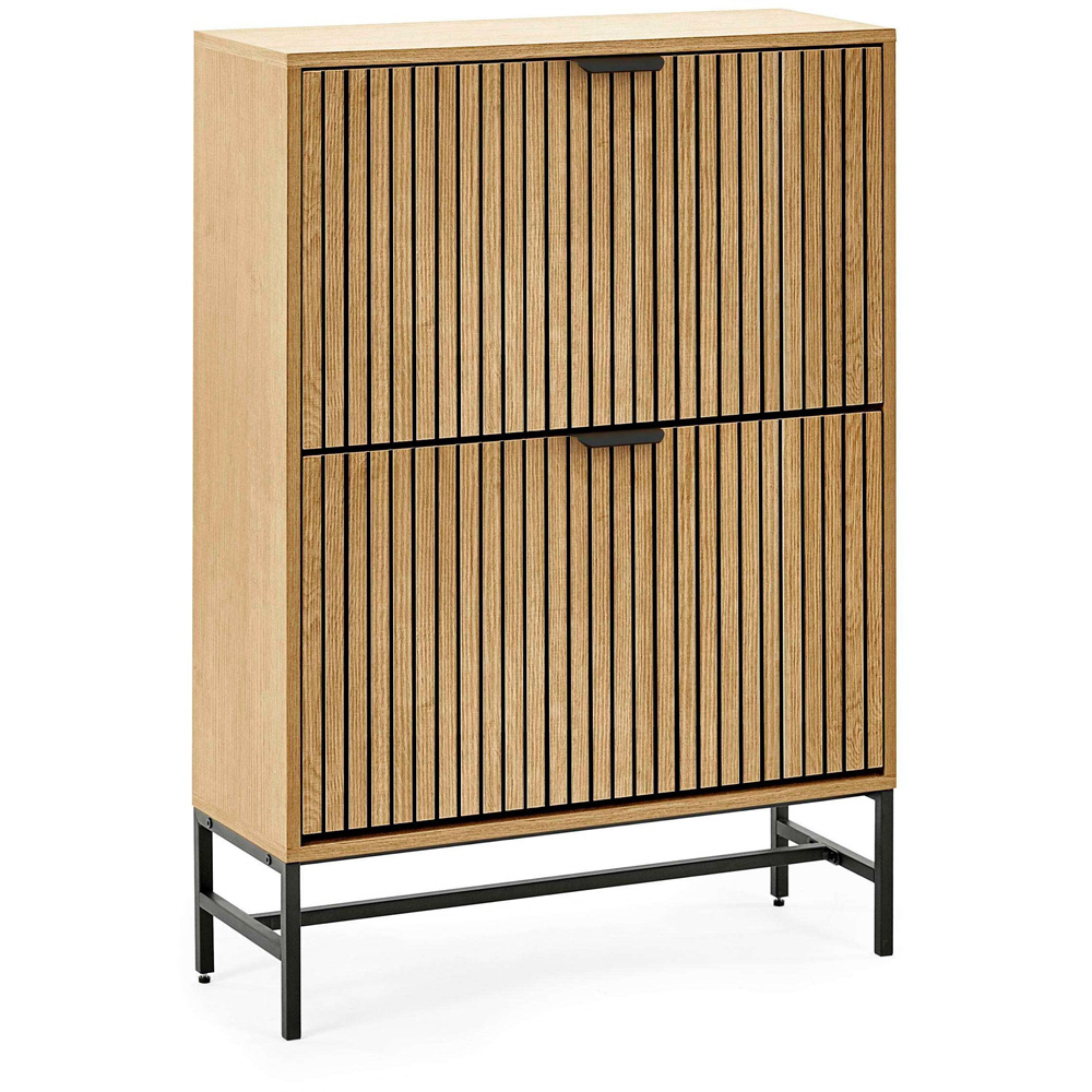 Julian Bowen Sia 2 Flip Down Door Oak Effect Shoe Storage Cabinet Image 2