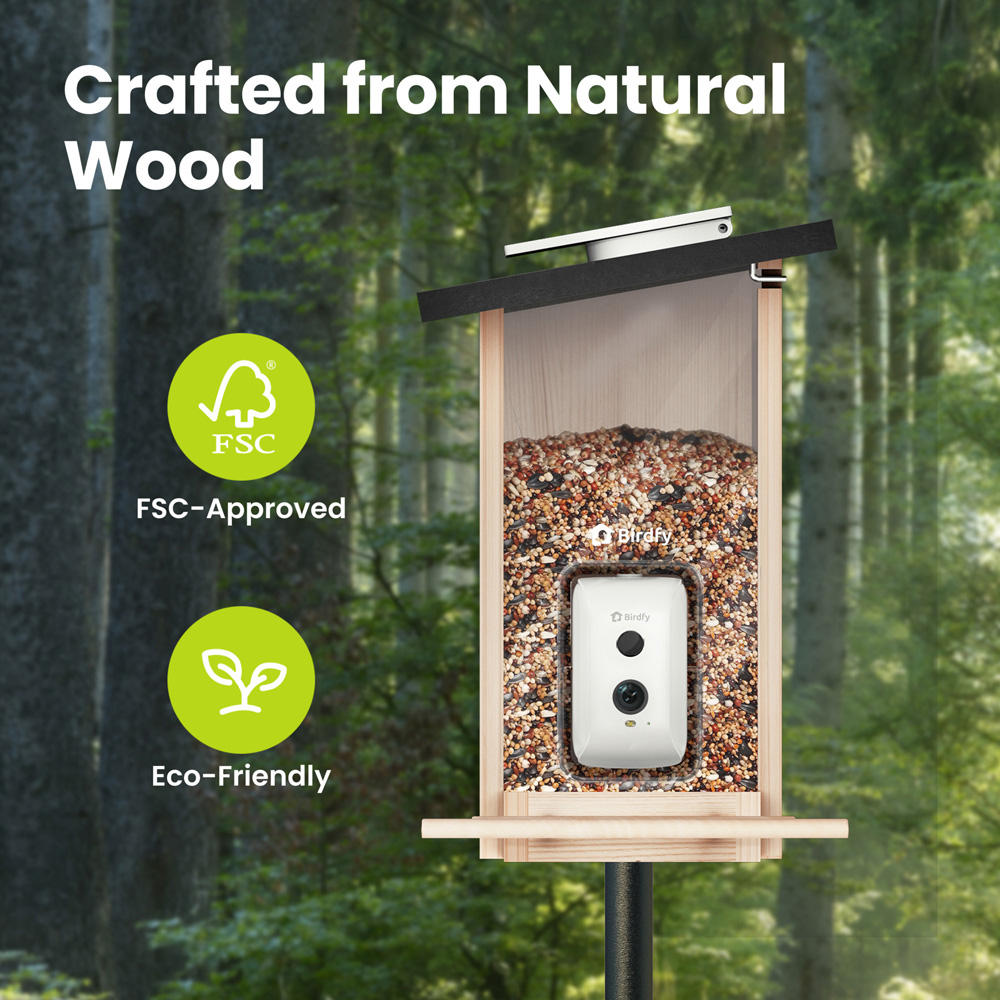 Birdfy Ebony Lite Wi-Fi Smart Solar Bird Feeder with 1080p FHD AI Camera Image 3