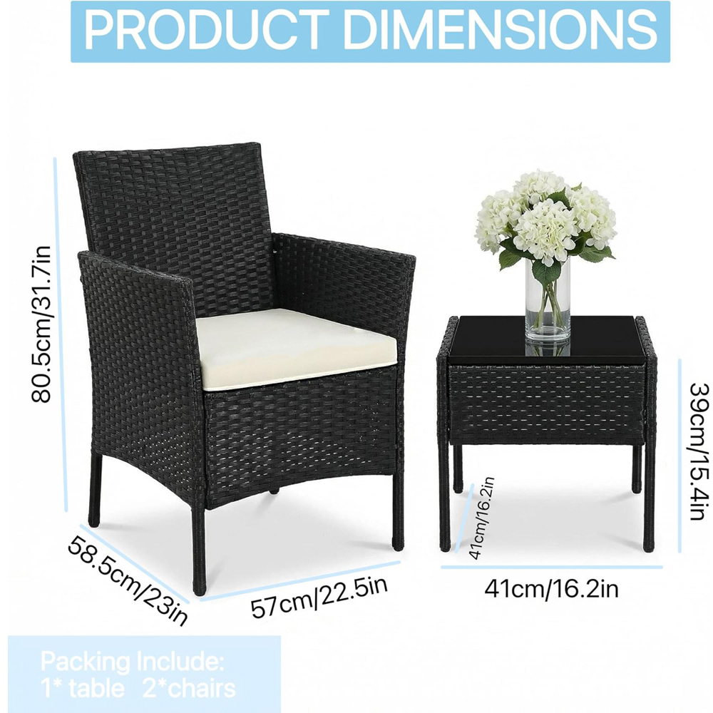 Alivio 2 Seater Black Rattan Patio Furniture Set Image 8