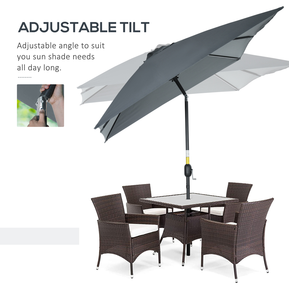 Outsunny Dark Grey Crank and Tilt Parasol 3 x 2m Image 4