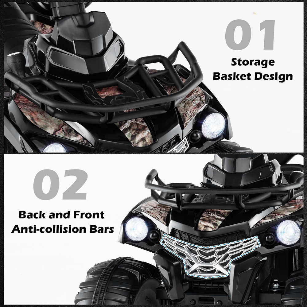Costway Black Electric Powered Kids Ride On ATV 12V Image 5
